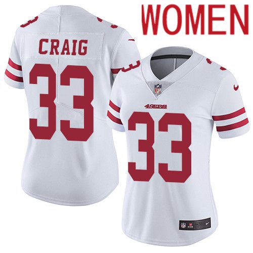 Women San Francisco 49ers #33 Roger Craig Nike White Vapor Limited NFL Jersey->women nfl jersey->Women Jersey